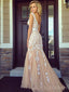 Mermaid Tulle Appliques Long Evening Prom Dresses, Custom Bateau Prom Dress, BGS0105