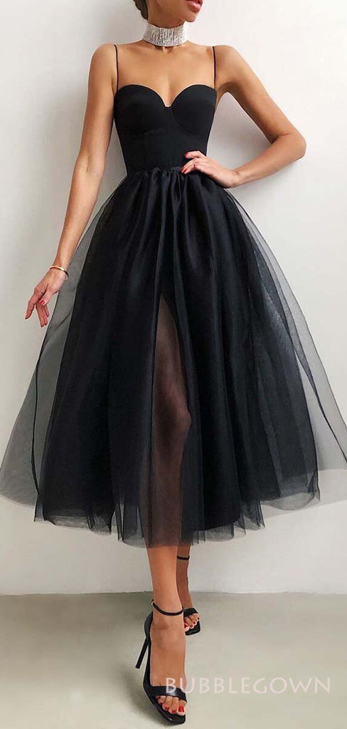 Simple A-line Tulle Spaghetti Straps Long Evening Prom Dresses, Custom Prom Dress, BGS0144