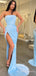 Mermaid Sky Blue Side Slit Strapless Long Evening Prom Dresses, Custom Prom Dress, BGS0150