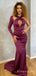 Mermaid Long Sleeves Satin Long Evening Prom Dresses, Custom Prom Dress, BGS0151