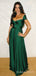 Off Shoulder Dark Green A-line Long Evening Prom Dresses, Custom Prom Dress, BGS0184