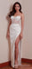 Simple Ivory Satin Sweetheart Long Mermaid Evening Prom Dresses, Custom High Slit Prom Dress, BGS0194