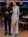 Deep V-neck Champagne Sequins Long Evening Prom Dresses, Custom Prom Dress, BGS0128