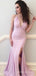 Deep V-neck Mermaid Side Slit Long Evening Prom Dresses, Custom Prom Dress, BGS0130