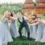 Grey Bridesmaid dress with tulle skirt Long convertible Bridesmaid Dresses , BN1003