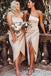 One Shoulder White Silk Satin Long Bridesmaid Dresses for Wedding Party, BN1009