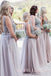 Sexy Deep V-neck Dusty Tulle Beaded Long A-line Bridesmaid Dresses , BN1026