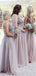 Sexy Deep V-neck Dusty Tulle Beaded Long A-line Bridesmaid Dresses , BN1026