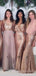 Gold Sequin Mermaid Long Bridesmaid Dresses , BN1029