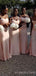 Spaghetti Straps Pink Satin Mermaid Long Sweetheart Bridesmaid Dresses , BN1045