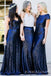 Column/Sheath Royal Blue Sequin Long Bridesmaid Dresses , BN1051