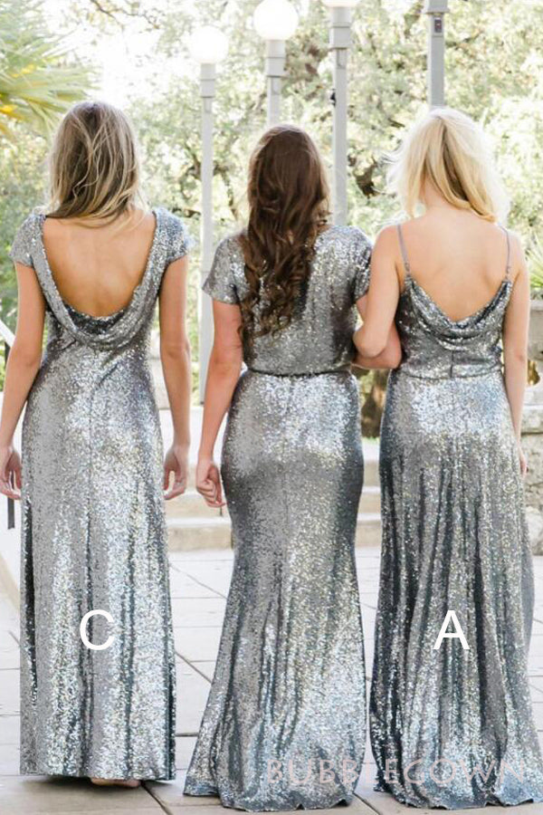 Column/Sheath Royal Blue Sequin Long Bridesmaid Dresses , BN1051