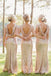 Gold Sequin Cap Sleeves Long Mermaid Bridesmaid Dresses , BN1059