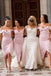 Off Shoulder Pink Satin Long Mermaid Bridesmaid Dresses , BN1080