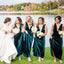 Dark Green Velvet Long V-neck Bridesmaid Dresses, BN1106