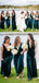 Dark Green Velvet Long V-neck Bridesmaid Dresses, BN1106