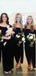 Off Shoulder Black Velvet Long Bridesmaid Dresses, BN1107