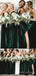 Column Spaghetti Straps Dark Green Velvet Long Bridesmaid Dresses, BN1109