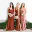 Spaghetti Straps Side Slit Long Custom Bridesmaid Dresses , BN1301