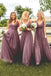 A-line Dusty Purple Tulle Spaghetti Straps Long Custom Bridesmaid Dresses , BN1304