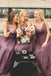 A-line Dusty Purple Tulle Spaghetti Straps Long Custom Bridesmaid Dresses , BN1304