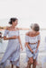 A-line Off Shoulder Two Pieces Short Custom Bridesmaid Dresses , BN1308