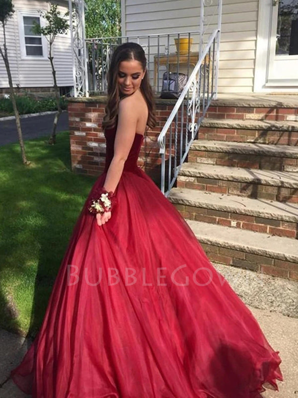 A-Line Open Back Red Evening Long Prom Dresses, MR7013