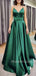 Sex Backless A-Line Satin V Neckline Long Evening Prom Dresses, Long Party prom dresses, MR7041