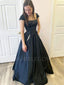 A-Line Satin Long Prom Dresses, Formal Graduation Party Evening Dresses, MR7044