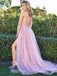 Sex Backless A-line Lace Long Evening Prom Dresses, Cheap Tulle Sweet Dresses, MR7060