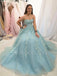 A-line Lace Long Evening Prom Dresses, Cheap Tulle Sweet Dresses, MR7061