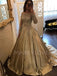 Off Shoulder A-Line With Long Sleeves Long Evening Prom Dresses, MR7079