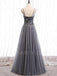 A-Line Beaded Spagheitt Straps Long Custom Evening Prom Dresses, Cheap Sweet Dresses, MR7099