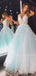 Deep V Neck Backless Lace Tulle Long Evening Prom Dresses, Cheap Sweet Prom Dresses, MR7171