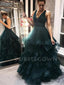 V Neck A-Line Long Evening Prom Dresses, Cheap Custom Sweet Prom dresses, MR7172