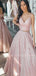 Sexy Two Pieces Pink Lace Tulle A-line Long Evening Prom Dresses, Cheap Sweet Custom Prom Dresses, MR7175