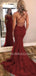 Sexy Mermaid Spaghetti Straps Dusty Blue Lace Long Evening Prom Dresses, MR7223