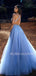 Sexy Sparkly Backless blue A-Line Long Evening Prom Dresses, MR7245