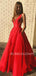 Deep V Neck Red Satin Long V Back Evening Prom Dresses, Cheap Custom prom dresses, MR7301