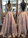 Sexy Deep V Neck Dusty Purple Satin A-Line Long Evening Prom Dresses, Cheap Custom Backless Prom Dresses, MR7306