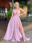 Deep V Neck Simple Backless Chiffon Cheap Long Evening Prom Dresses, MR7311