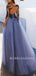 Sexy See Throuth Long Sleeves Tulle A-line Blue Lace Long Evening Prom Dresses, Cheap Prom Dress, MR7326