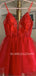 Red Appliques Long Evening Prom Dresses With Detachable Skirt, Homecoming dresses, MR7356