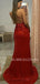 Sexy Backless Red Sequin Mermaid Long Evening Prom Dresses, Cheap Custom Prom Dresses, MR7364