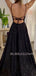 Deep V Neck Black Sequin A-Line Backless Long Evening Prom Dresses, Cheap Custom Prom Dresses, MR7367