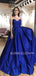 Dark Blue Sparkly A-Line Backless Long Evening Prom Dresses, Cheap Custom Prom Dress, MR7378