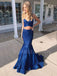 Two Pieces Dark Blue Sparkly Mermaid Long Evening Prom Dresses, Cheap Custom Prom Dress, MR7379