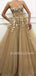 Beaded Straps Tulle A-Line Spaghetti Straps Lace Long Evening Prom Dresses, MR7385