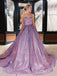 Sparkly Purple A-Line Backless Long Evening Prom Dresses, Cheap Custom Prom Dress, MR7399