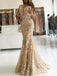 Mermaid/Trumpet Half Sleeves Tulle Appliques Lace Long Evening Prom Dresses, Cheap Custom Prom Dresses, MR7419